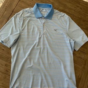 Vineyard Vines men’s blue & white striped polo, size M.